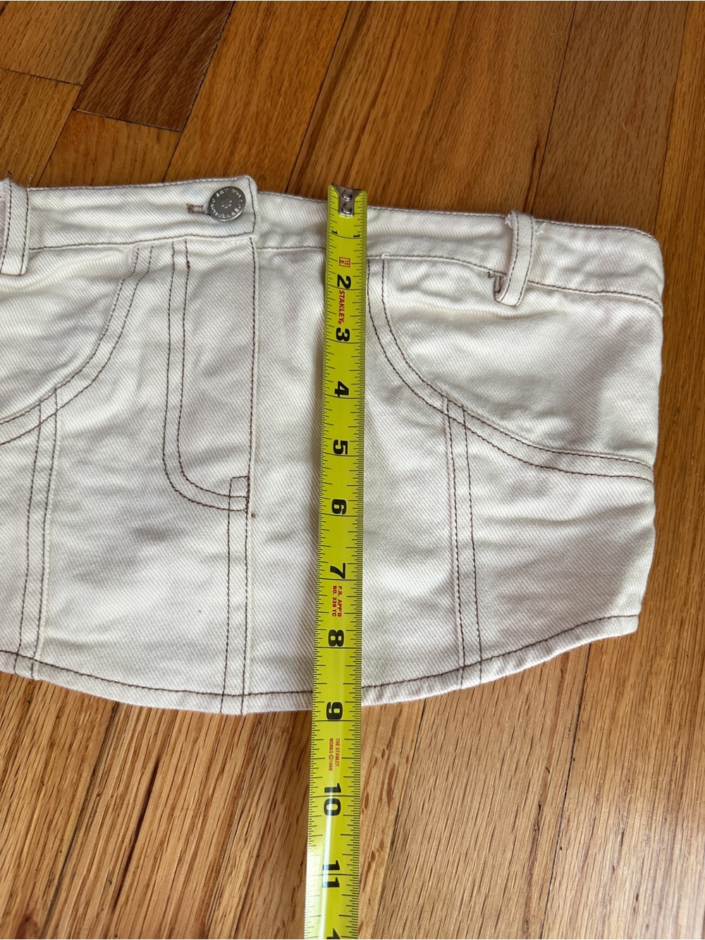 Peppermayo Off-White Denim Bandeau Top & Mini Skirt Matching Set US 2 AU 6 - Picture 5 of 8